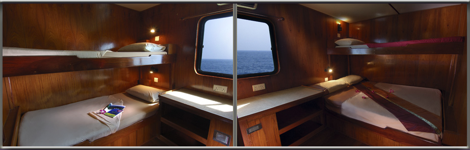 Interior shot Black Manta cabin three four five six