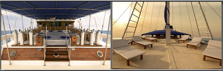 Sailboat Yacht Siren's Dive Deck and Sun Deck