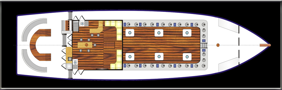Upper Deck Layout of Sailboat Yacht Siren